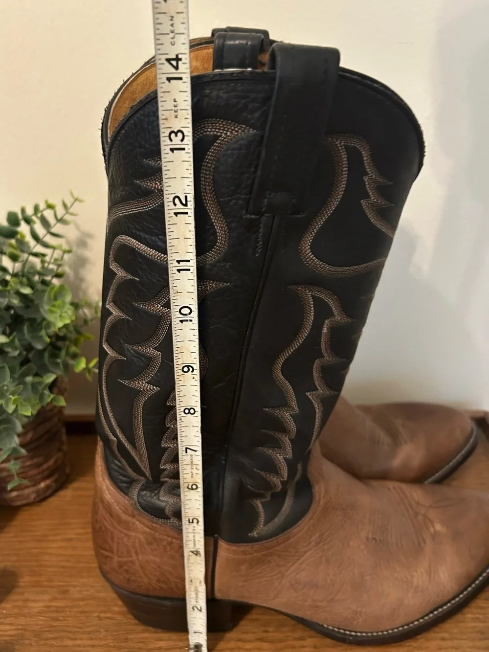 Tony Lama Two Tone Cowboy Boots Mens Size 11 EE Brown Black Made In USA 6171
